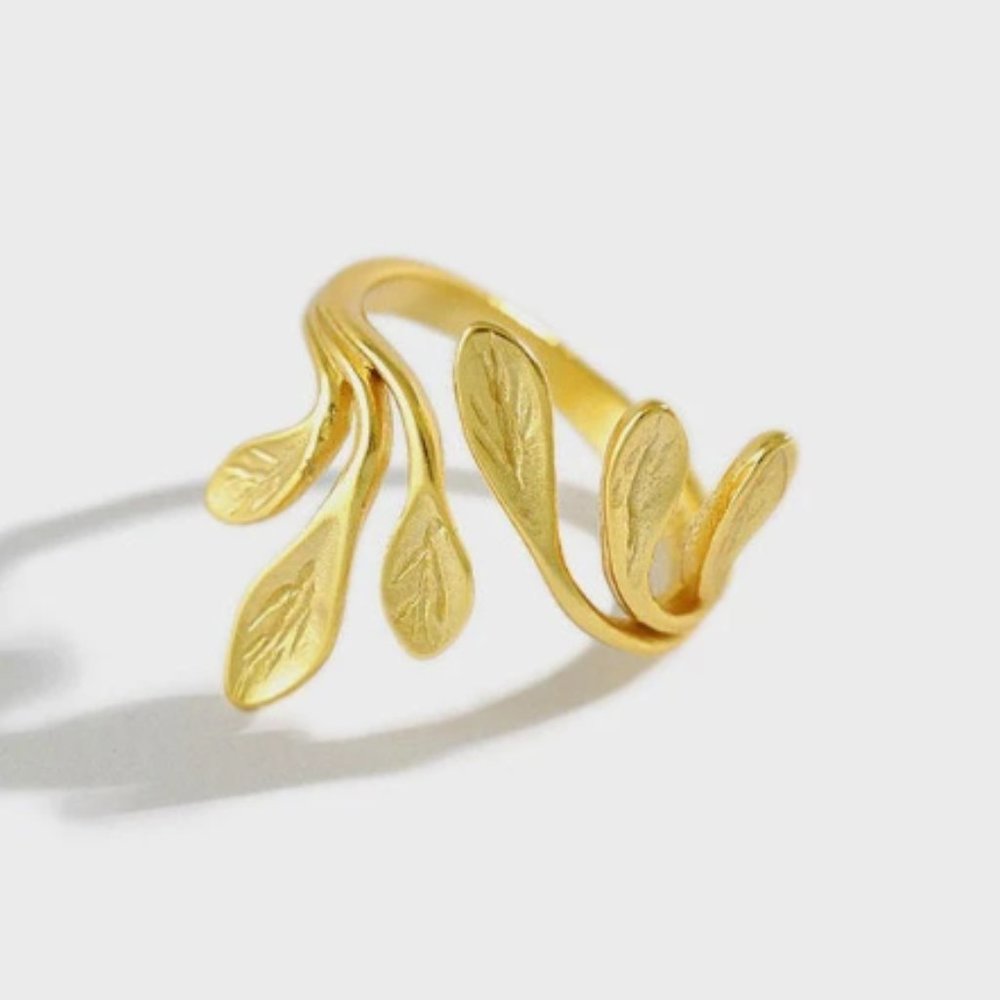 18K Gold Leaf Ring